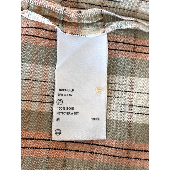 Tommy Bahama Shirt Mens Plaid 100% Silk Size XL Peach Gray Original Fit - Picture 9 of 9